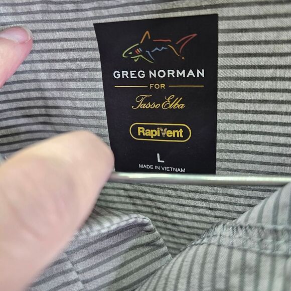 Greg Norman for Tasso Elba Gray RapiVent Activewear Polo Shirt Size Large - Picture 5 of 9